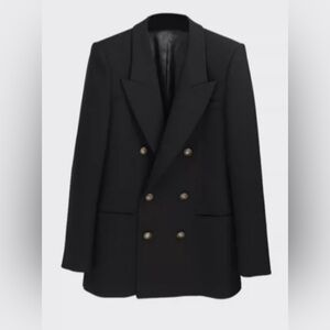 Black Double-Breasted Blazer with Gold Buttons
